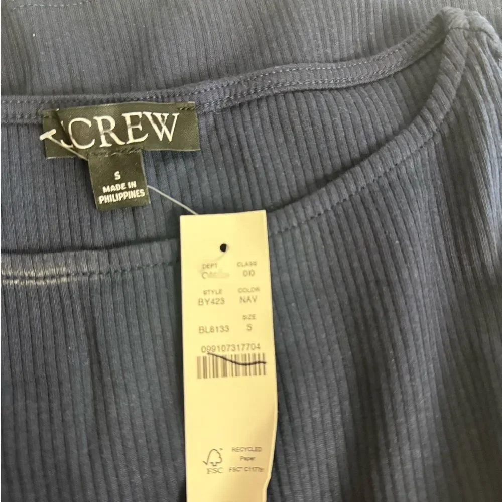 J.Crew Vintage rib ruffle boatneck tank top NWT Size S
